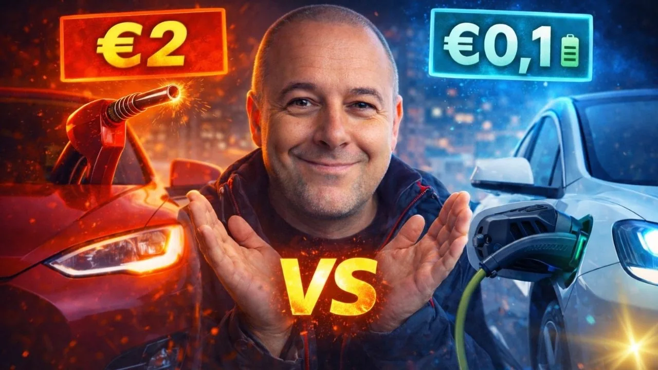 Lisard en un montaje de comparación entre gasolina a dos euros y electricidad