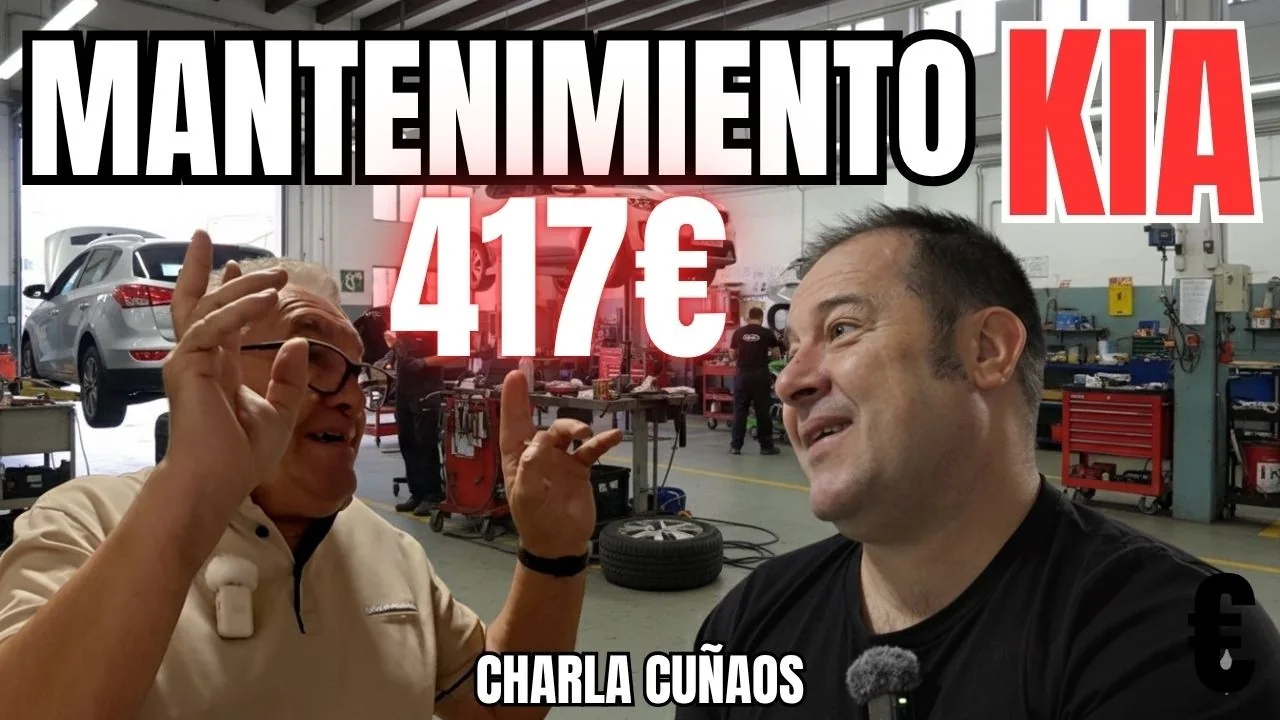 Antoni y Lisard en la miniatura de su charla sobre la revisión de 417 euros del Kia EV6