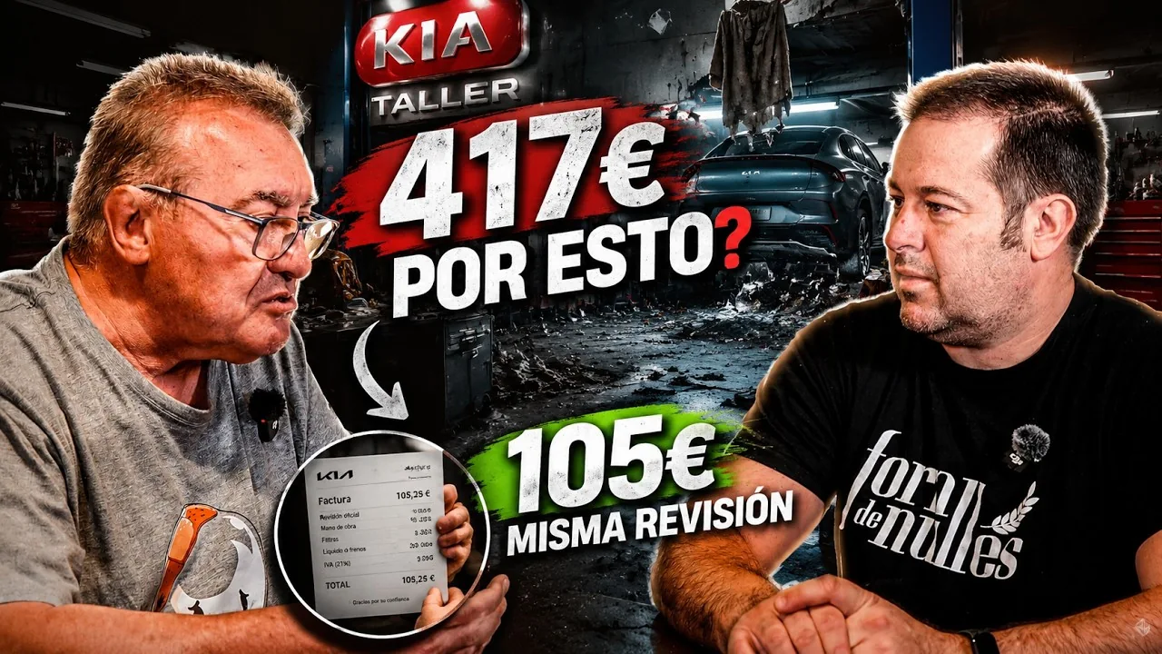 Antoni y Lisard en un montaje que compara facturas de revisión del EV6