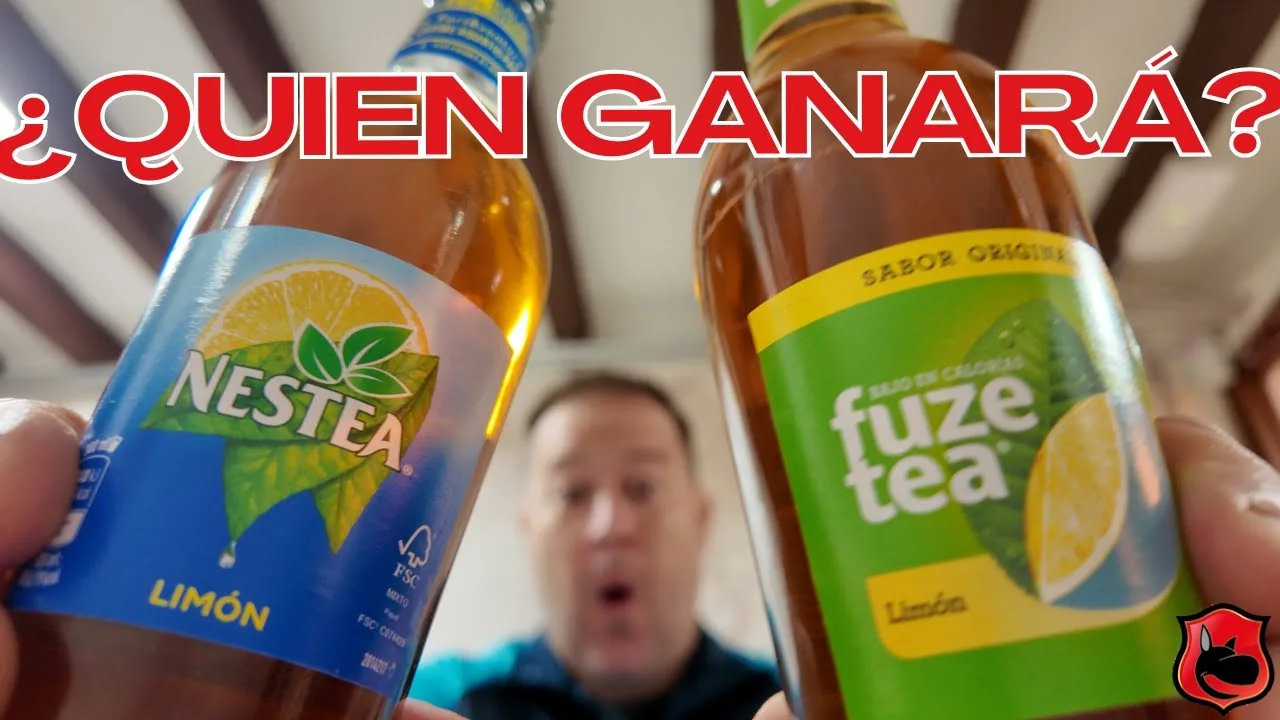 Botellas de Nestea y Fuze Tea delante de Lisard en la comparación original
