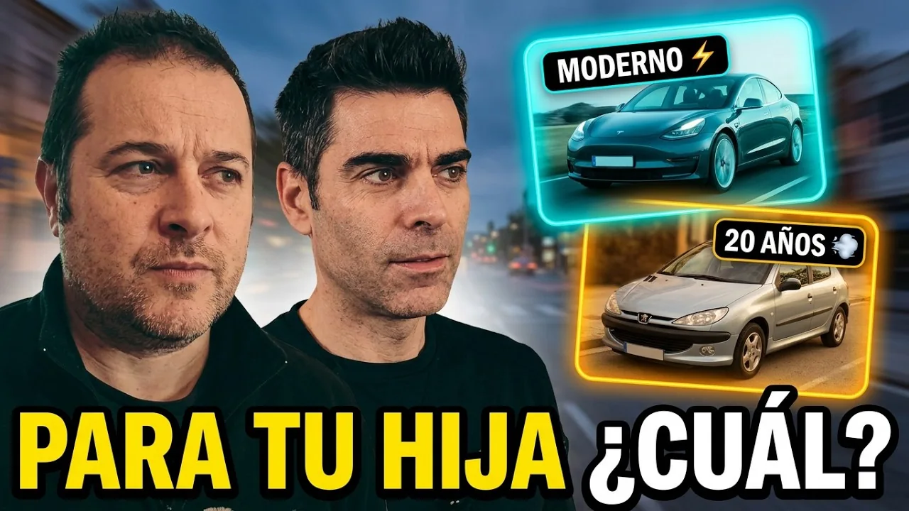 Luis y Lisard en la miniatura de la charla sobre el primer coche de sus hijas
