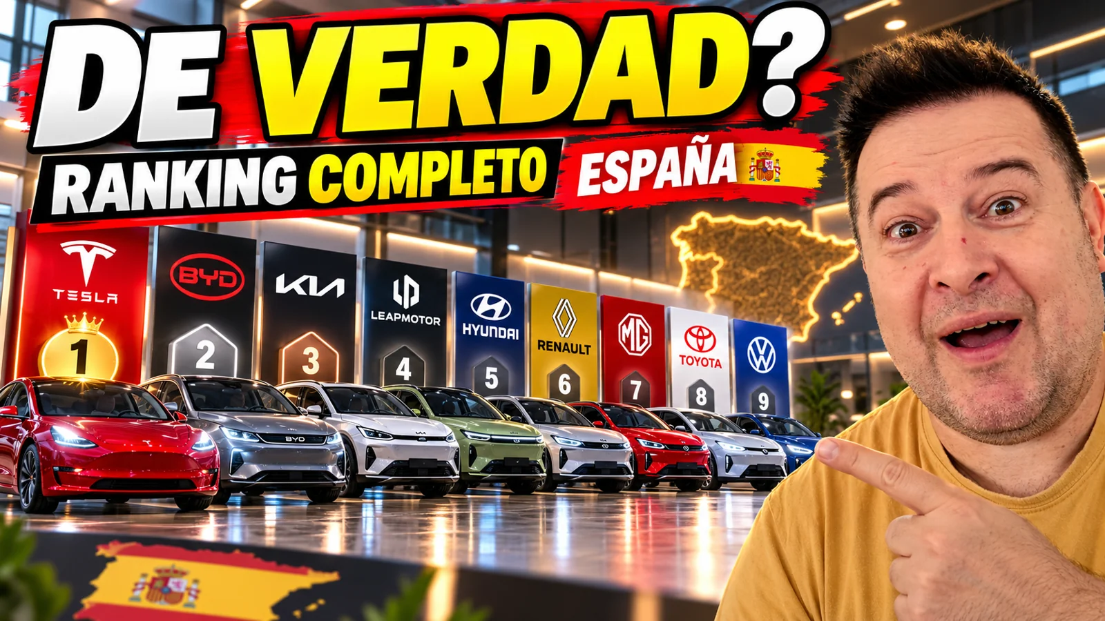 Lisard Bellod presenta el ranking de coches eléctricos en España junto a una ilustración de coches y marcas