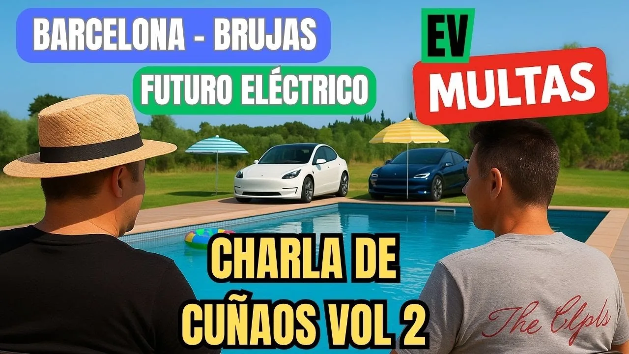 Ilustración de una charla sobre Barcelona, Brujas y viajes en eléctrico